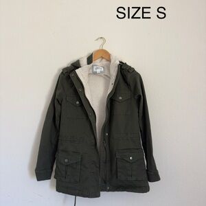 Olive Green Hooded Parka Jacket